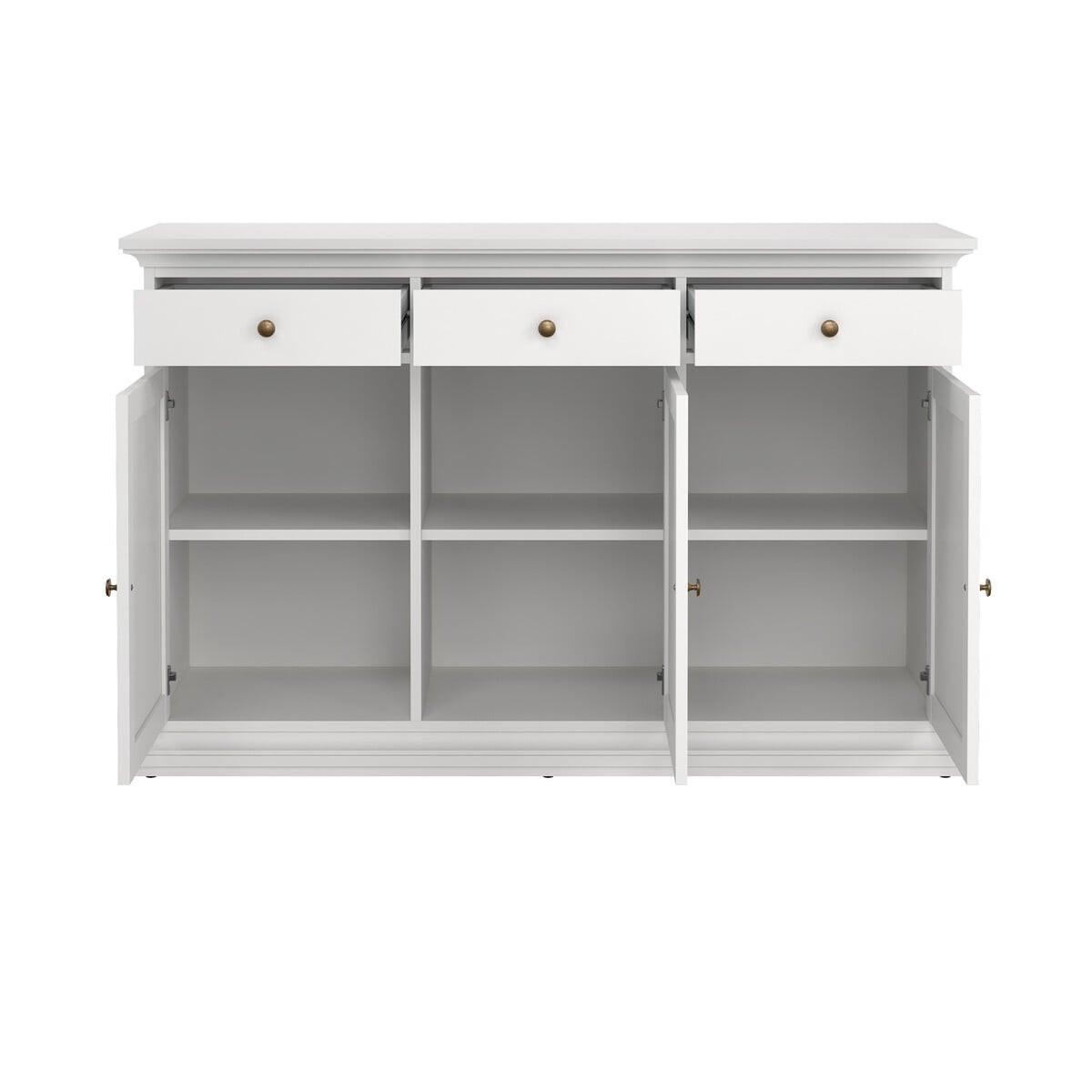 ANRICHTE mit 3 Türen und 3 Schubladen sofia 143,7/46,1/91,66 cm - Weiß, Holzwerkstoff (46.1/91.66/47cm) - Calicosy