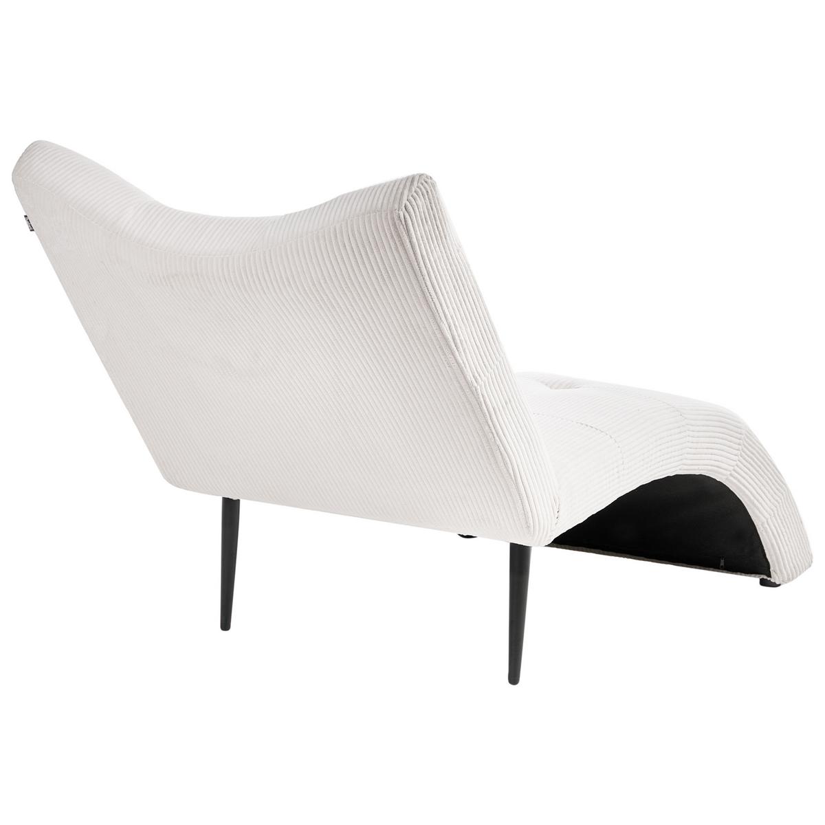CHAISELONGUE Cord Cremeweiß Quilly - Creme/Schwarz, Textil (83/97/153cm) - Beliani