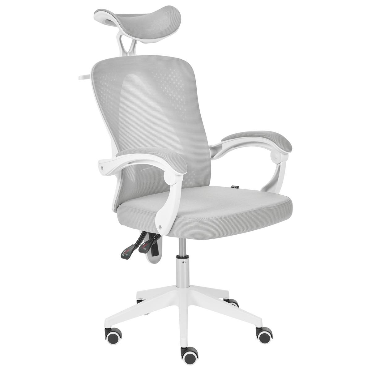 BÜROSTUHL Hellgrau Seranev - Weiß/Grau, Textil (60/115/60cm) - Beliani
