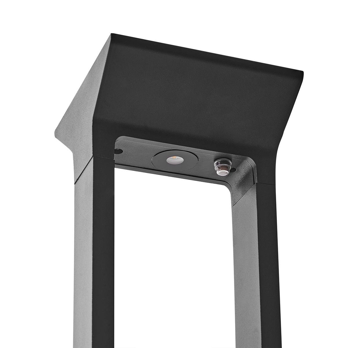 SOLAR-LED-POLLERLEUCHTE Schwarz Malden - Schwarz, Metall (17/17/60cm) - Beliani