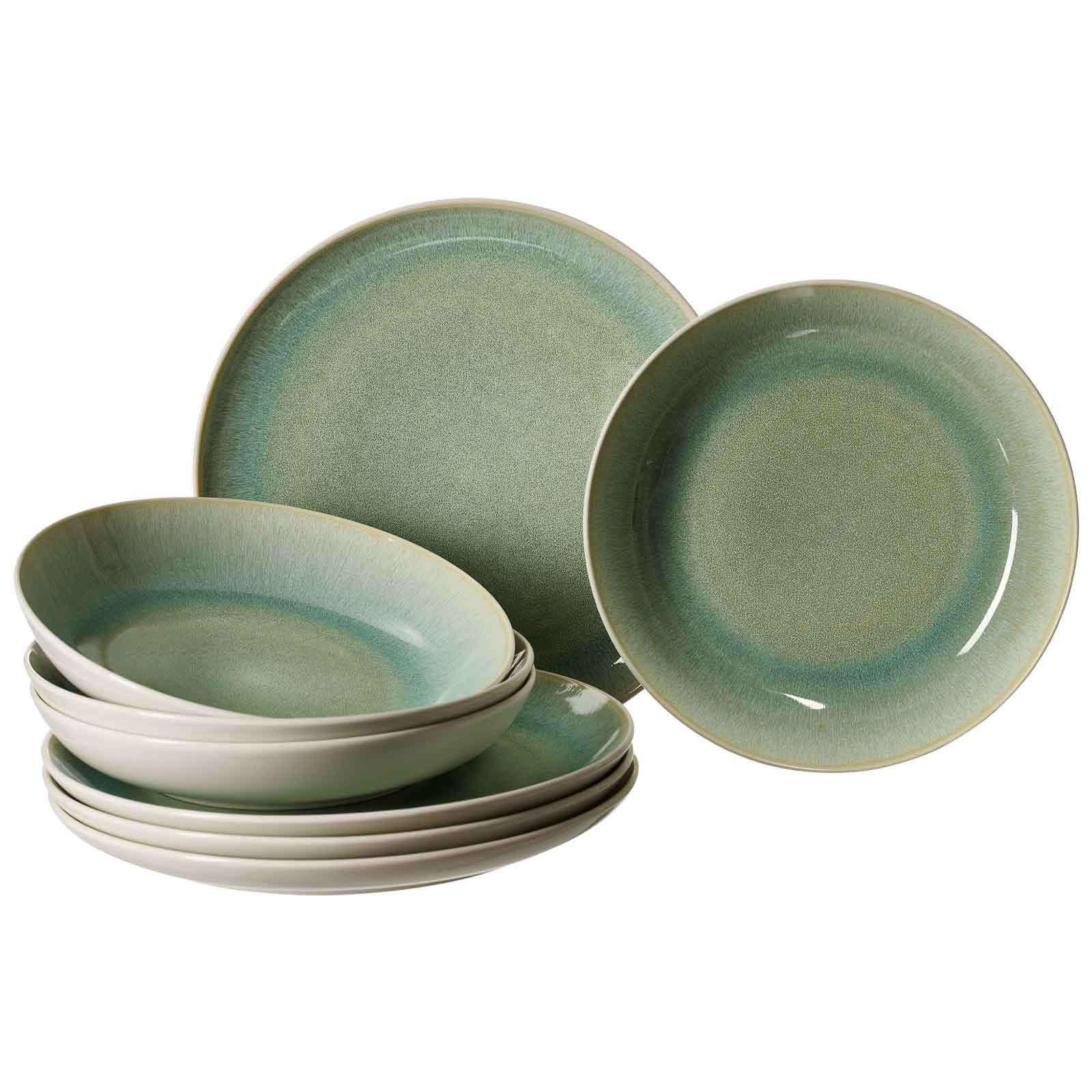 TAFEL-SET Borneo grün 8-tlg. - Grün, Keramik (17/28.5/28.5cm) - Ritzenhoff Breker