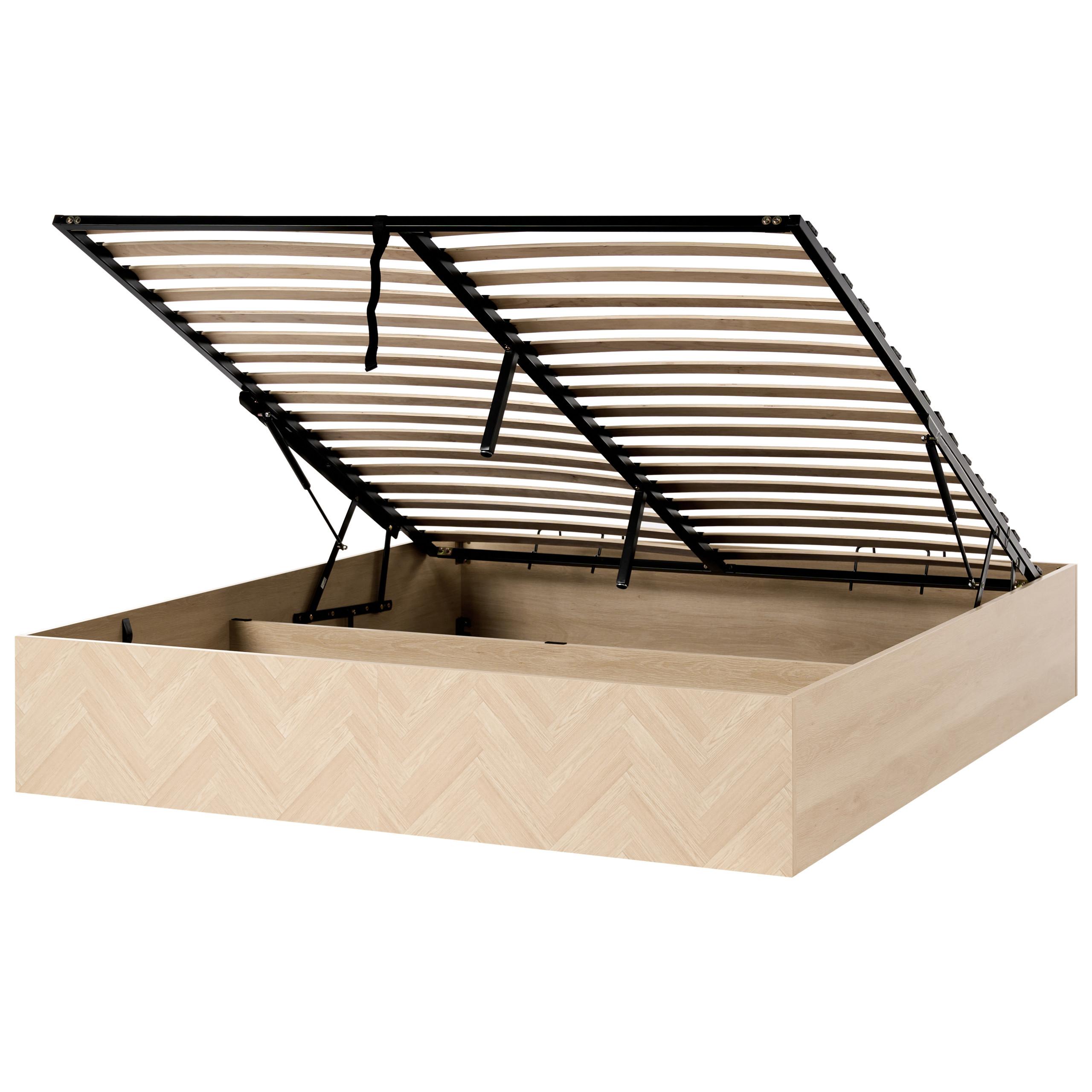 BETT mit Stauraum ohne Kopfteil 180/200 cm MDF-Platte Hellbraun Etel - Hellbraun, Holzwerkstoff (180/200cm) - Beliani