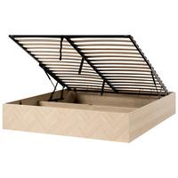 BETT mit Stauraum ohne Kopfteil 180/200 cm MDF-Platte Hellbraun Etel - Hellbraun, Holzwerkstoff (180/200cm) - Beliani