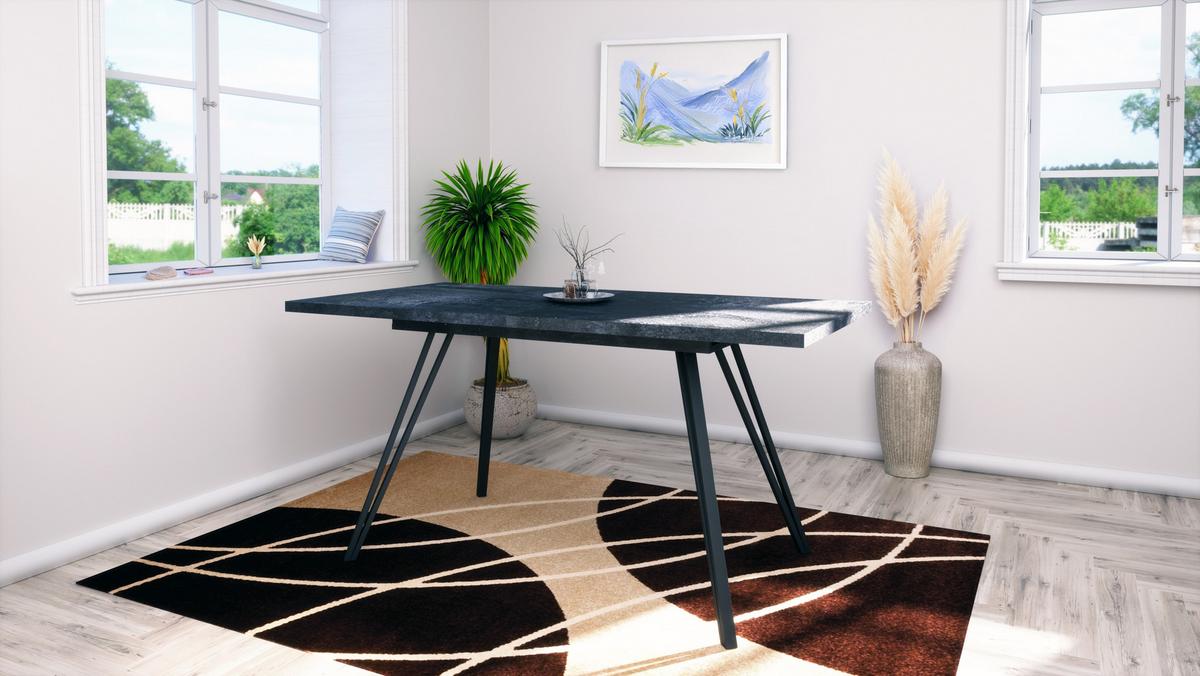 ESSTISCH Life Holzkohle Optik - Schwarz, Holzwerkstoff (90/200/75cm) - Vladon