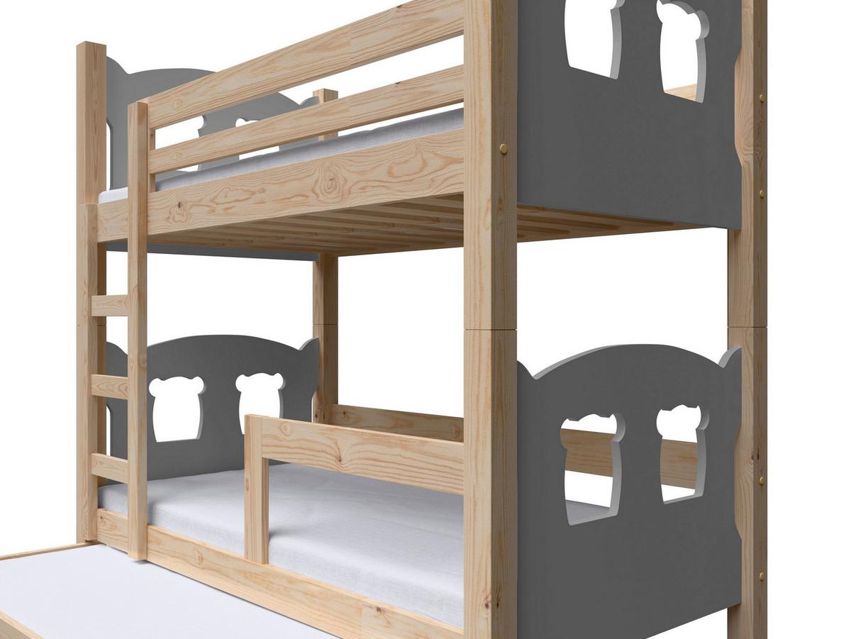 ETAGENBETT LEONE mit Bettkasten 80x180 cm Kieferfarben - Kieferfarben/Grau, Holz (80/180cm) - MASSENO