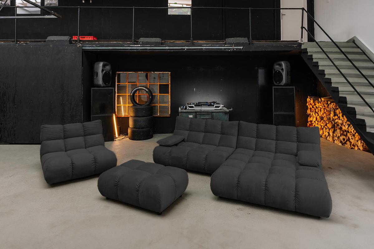 SITZGRUPPE VIVIEN 3ER SET Schwarz Velvet (1er-Set) - Schwarz, Kunststoff/Textil (510/85/359cm) - KAWOLA