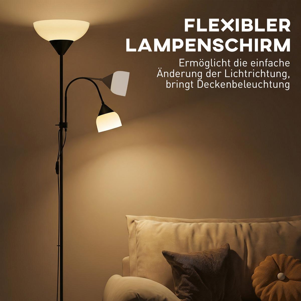 STEHLAMPE aus Metall & Kunststoff Schwarz - Schwarz, Metall (28/28/179.5cm) - HOMCOM