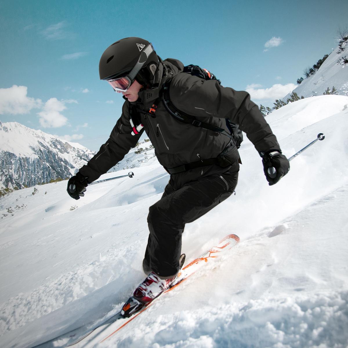 SKIHELM für Herren und Damen Snowboardhelm robust Schwarz L 58-61 cm - Schwarz, Kunststoff (30/24cm) - ECD-Germany