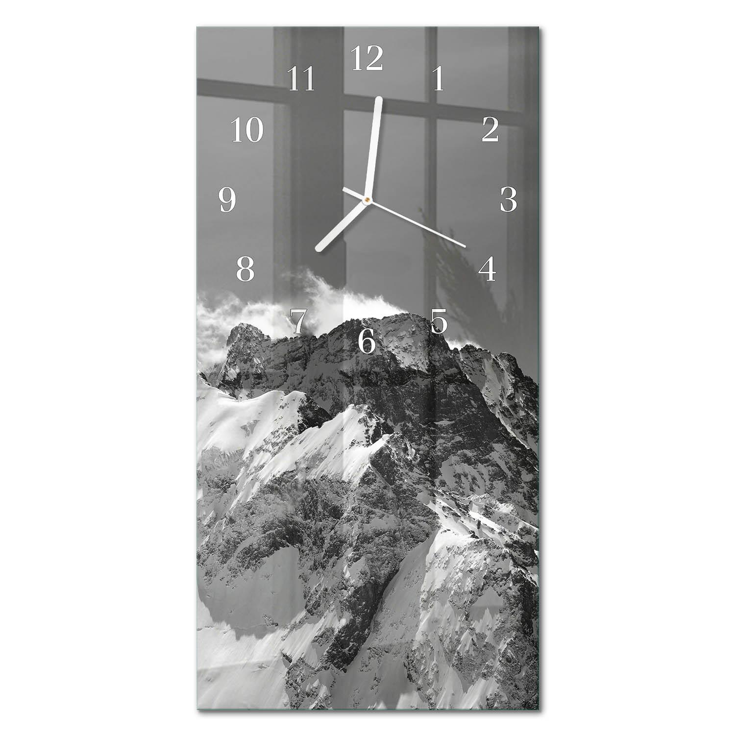 WANDUHR aus Glas 30x60 cm - Berg - Grau, Glas (30/60/0.4cm) - TULUP