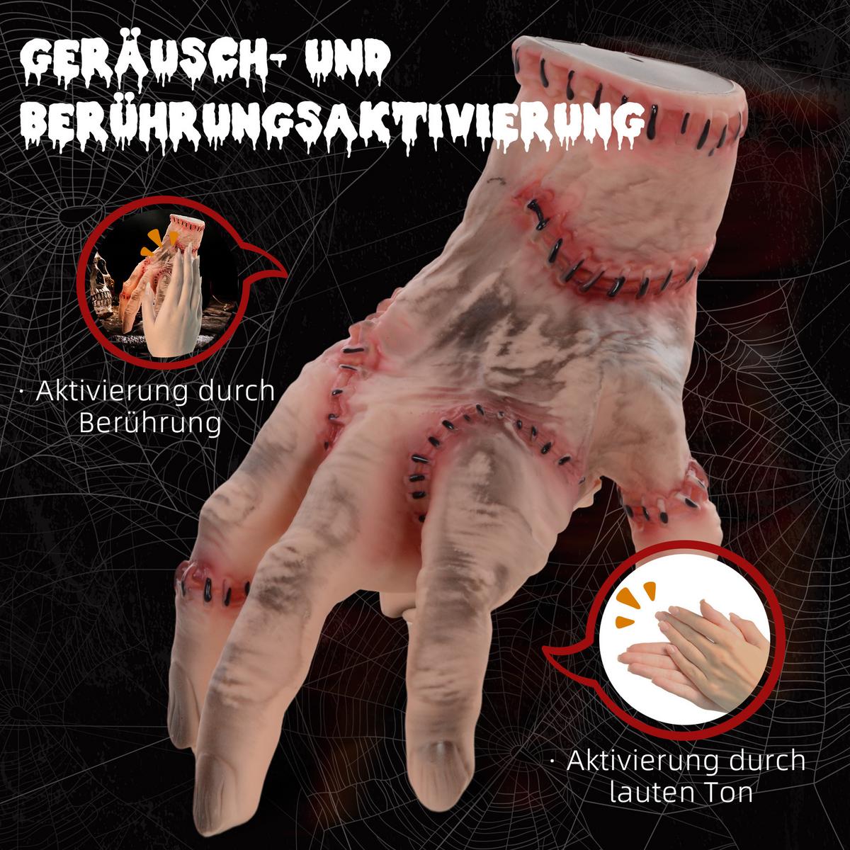 21CM Halloween Dekoration Realistische Narbes Händchen mit Soundfunktion - Rot, Kunststoff (18/21/15cm) - HOMCOM