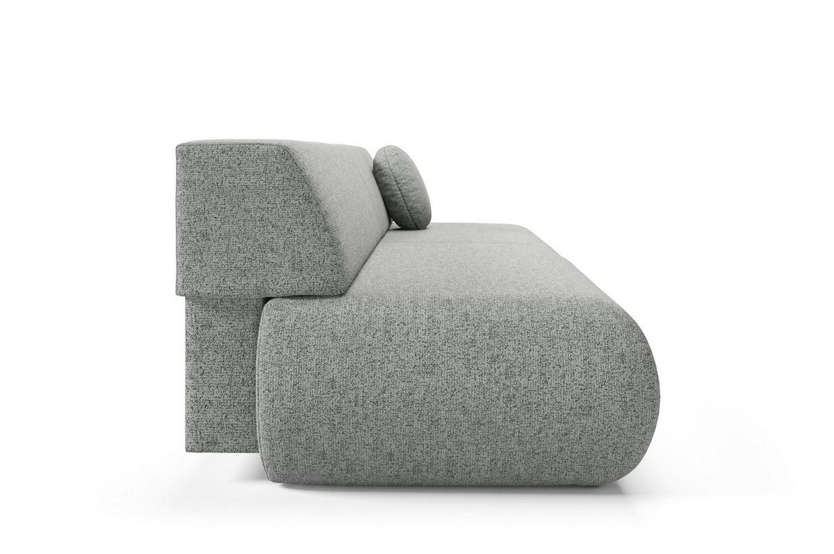 BETTSOFA DELTA Grau Geflochtener Stoff mit Schlaffunktion - Grau, Holz (214/74/100cm) - MASSENO