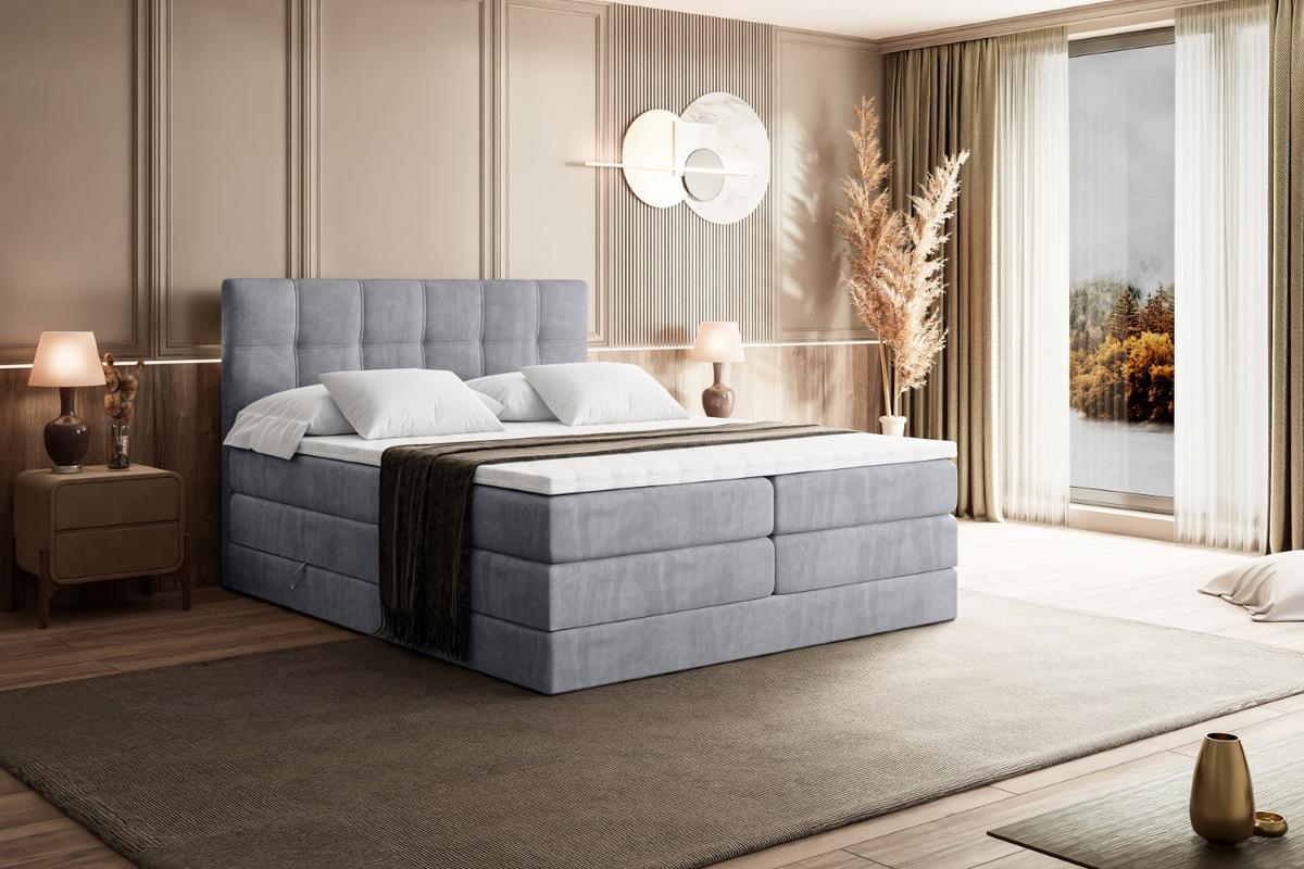 BOXSPRINGBETT MARCE KING - 140x200 - H3/H4 - Hellgrau - Hellgrau, Holzwerkstoff (140/200cm) - ALTDECOR