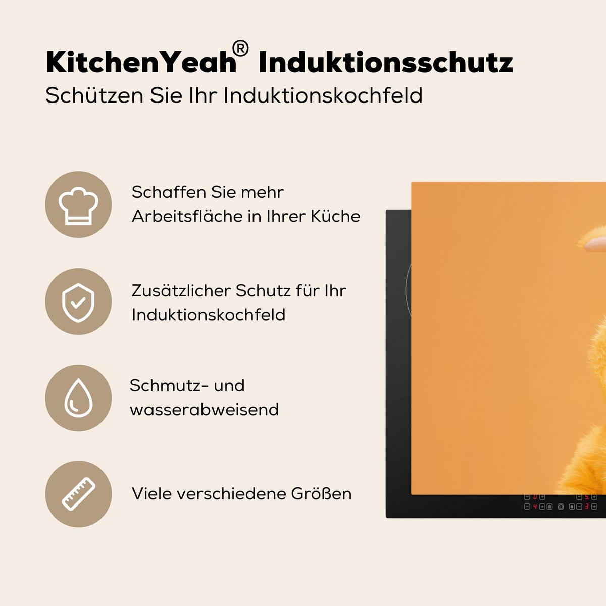 HERDABDECKPLATTE Osterhase - Kostüm - Ente Ceranfeldabdeckung 90x52 cm - Gelb, Kunststoff (90/52/0.2cm) - MuchoWow
