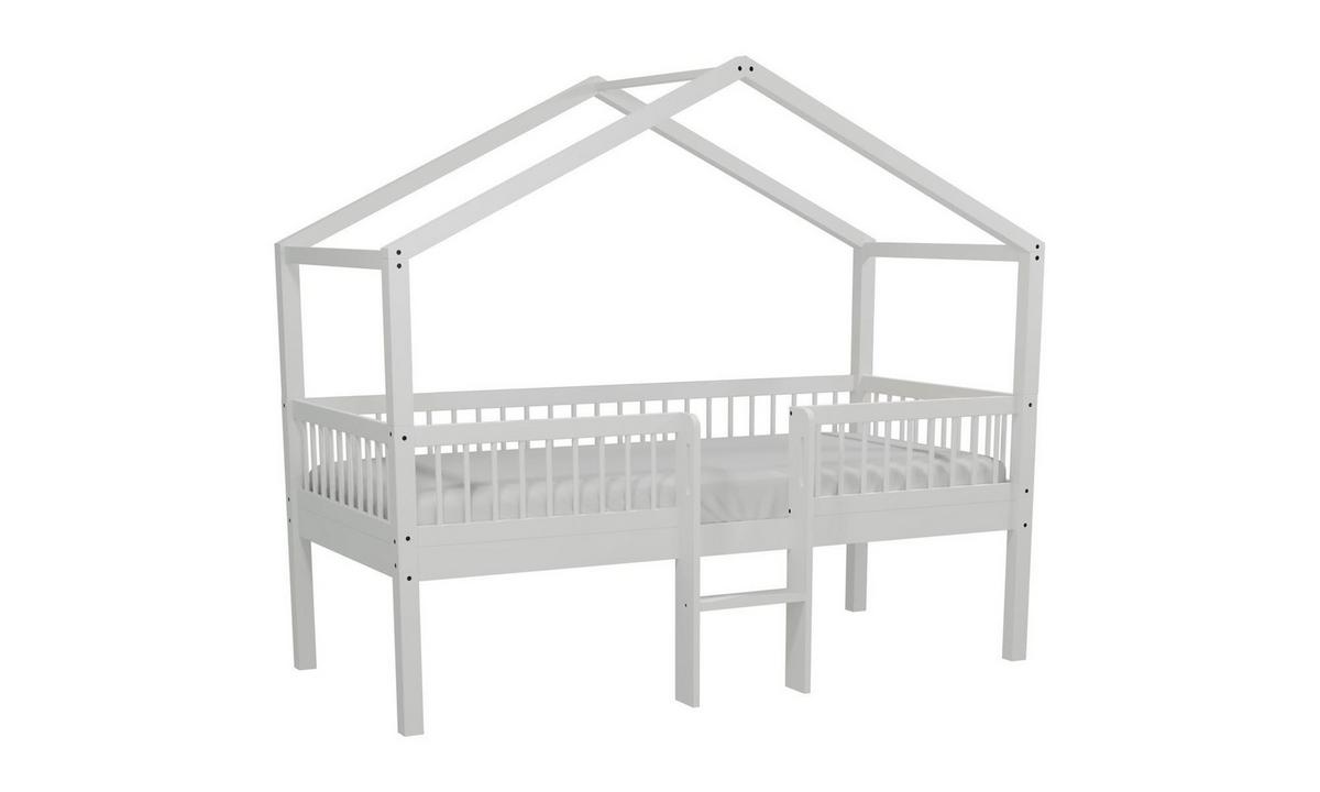 HAUSBETT HALBHOCH 90x200 Keeley Buche Weiß Leiter Mitte - Weiß, Holz (90/200cm) - 58aufmkessel