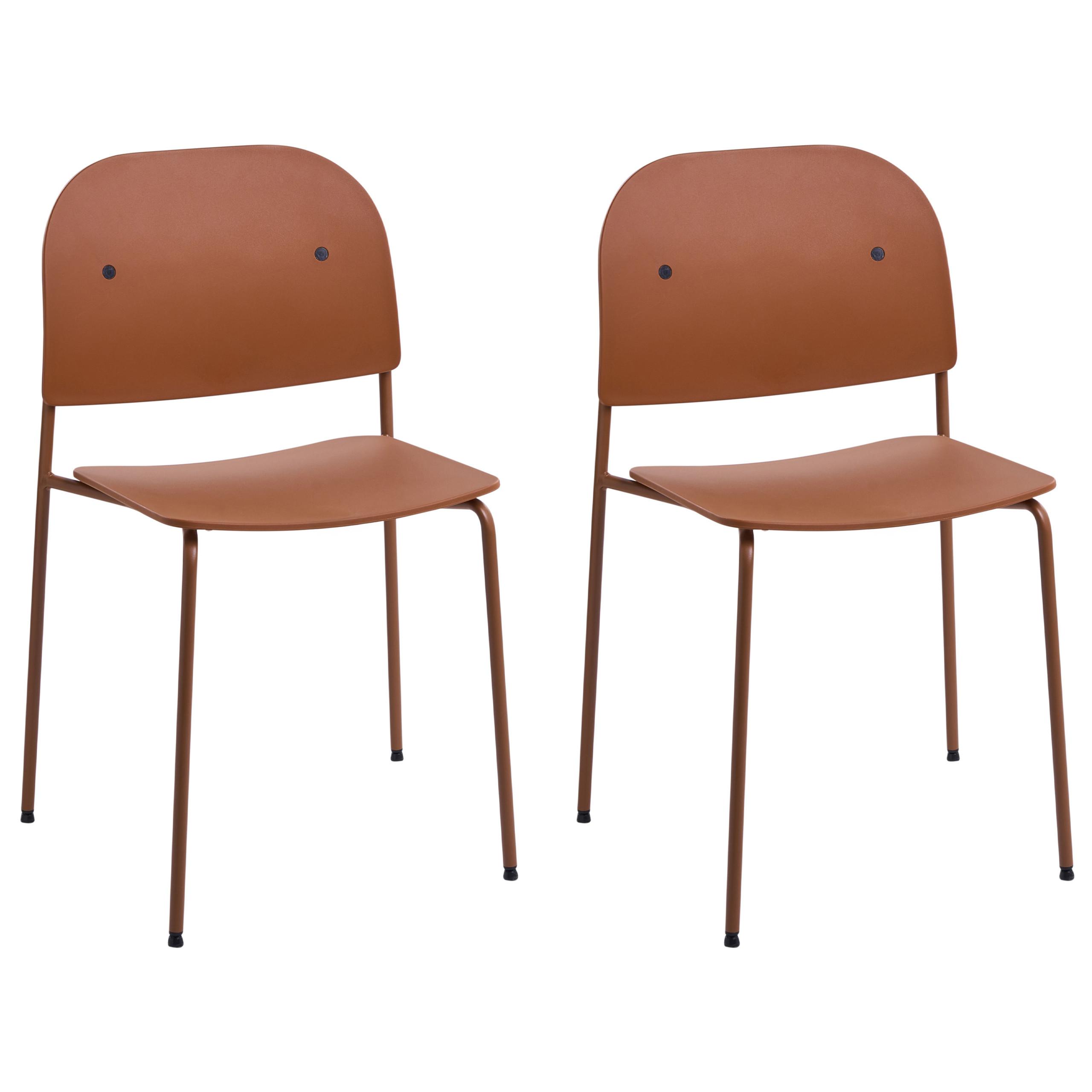 ESSZIMMERSTUHL 2er-Set Metall Orange Windust - Orange, Metall (51/81/50cm) - Beliani