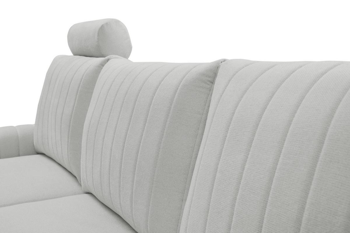 ECKSOFA VERONA L-S Hellgrau Geflochtener Stoff mit Schlaffunktion - Hellgrau, Holz (251/164cm) - MASSENO