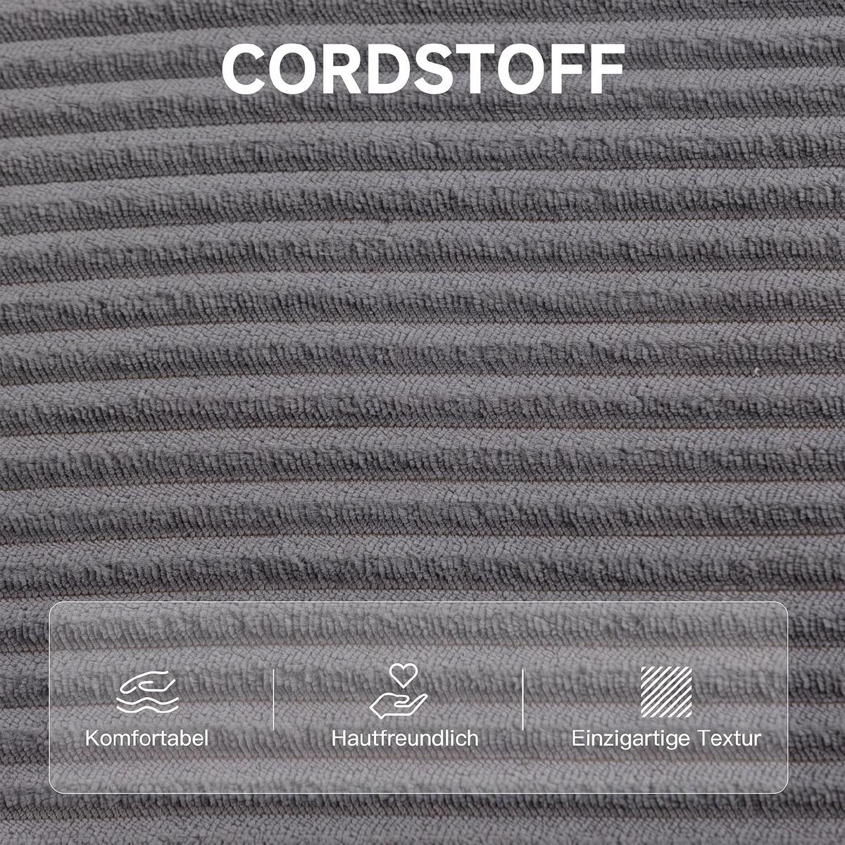 BODENSESSEL Cordstoff Schaumstoff Dunkelgrau - Dunkelgrau, Textil (98/95/145cm) - HOMCOM