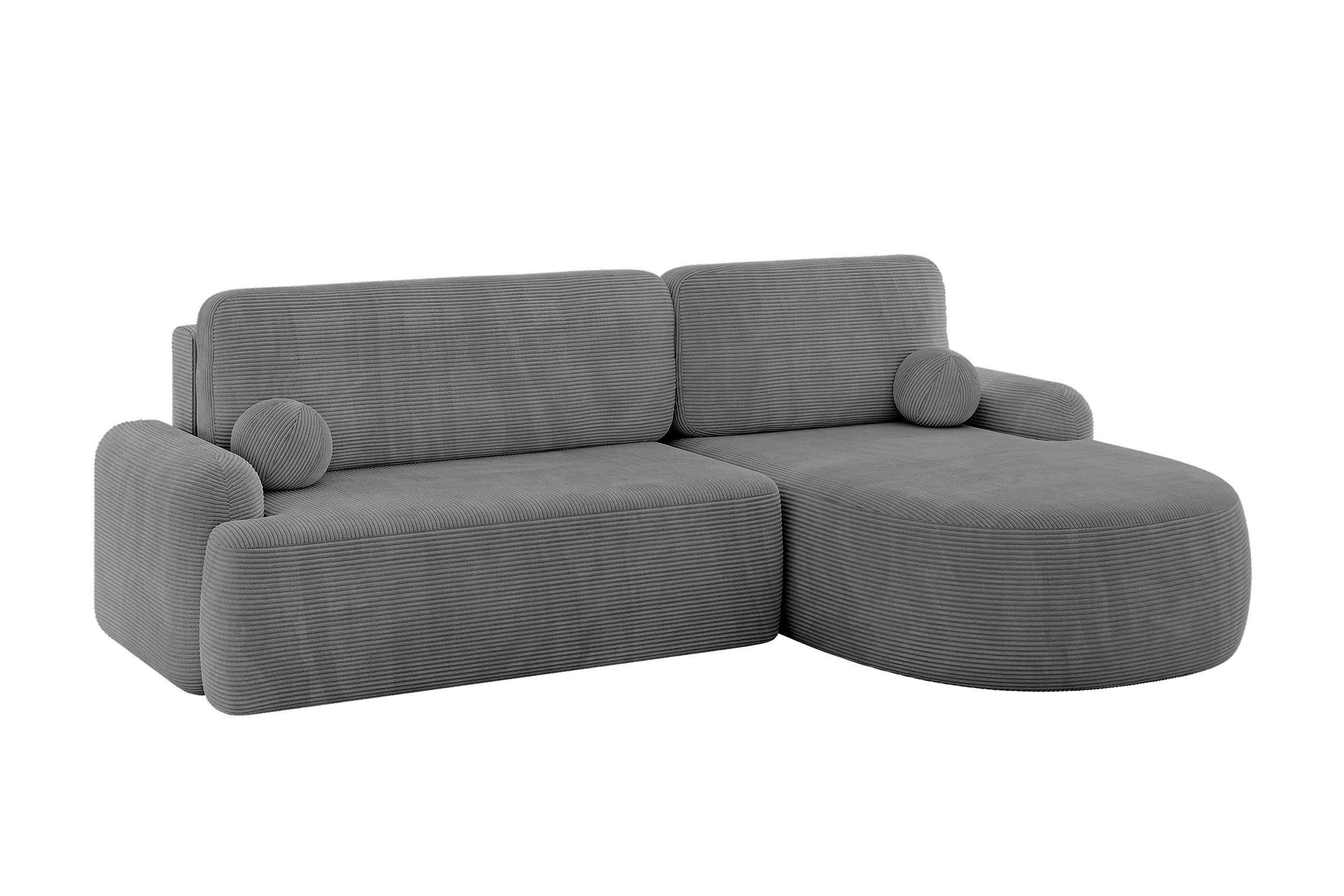 ECKSOFA mit Schlaffunktion und Bettkasten LIRA-L - 264x172x89 Dunkelgrau - Dunkelgrau, Holzwerkstoff/Textil (172/264cm) - ALTDECOR