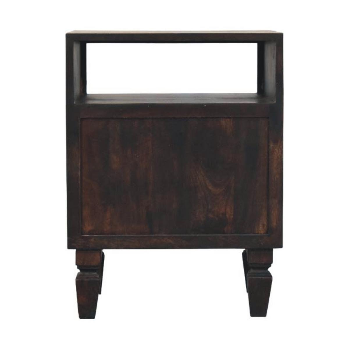 NACHTTISCH Rich-Velvet-Mocha-Finish, 2 Schubladen, 1 offenes Regal, Dunkelbraun - Dunkelbraun, Holz/Metall (35/60/45cm) - Artisan Furniture