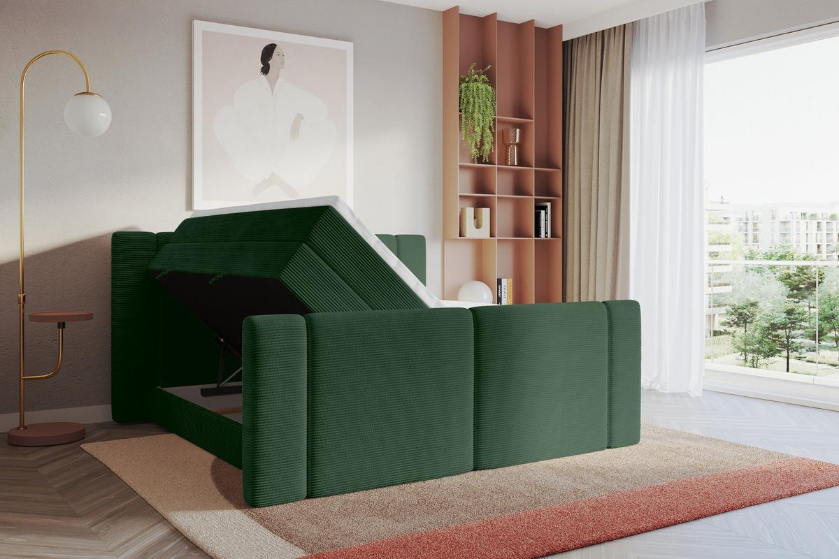 BOXSPRINGBETT mit Matratze H3/H4 - EVON KING Zanozek - 180x200 cm Grün - Grün, Holzwerkstoff (180/200cm) - ALTDECOR