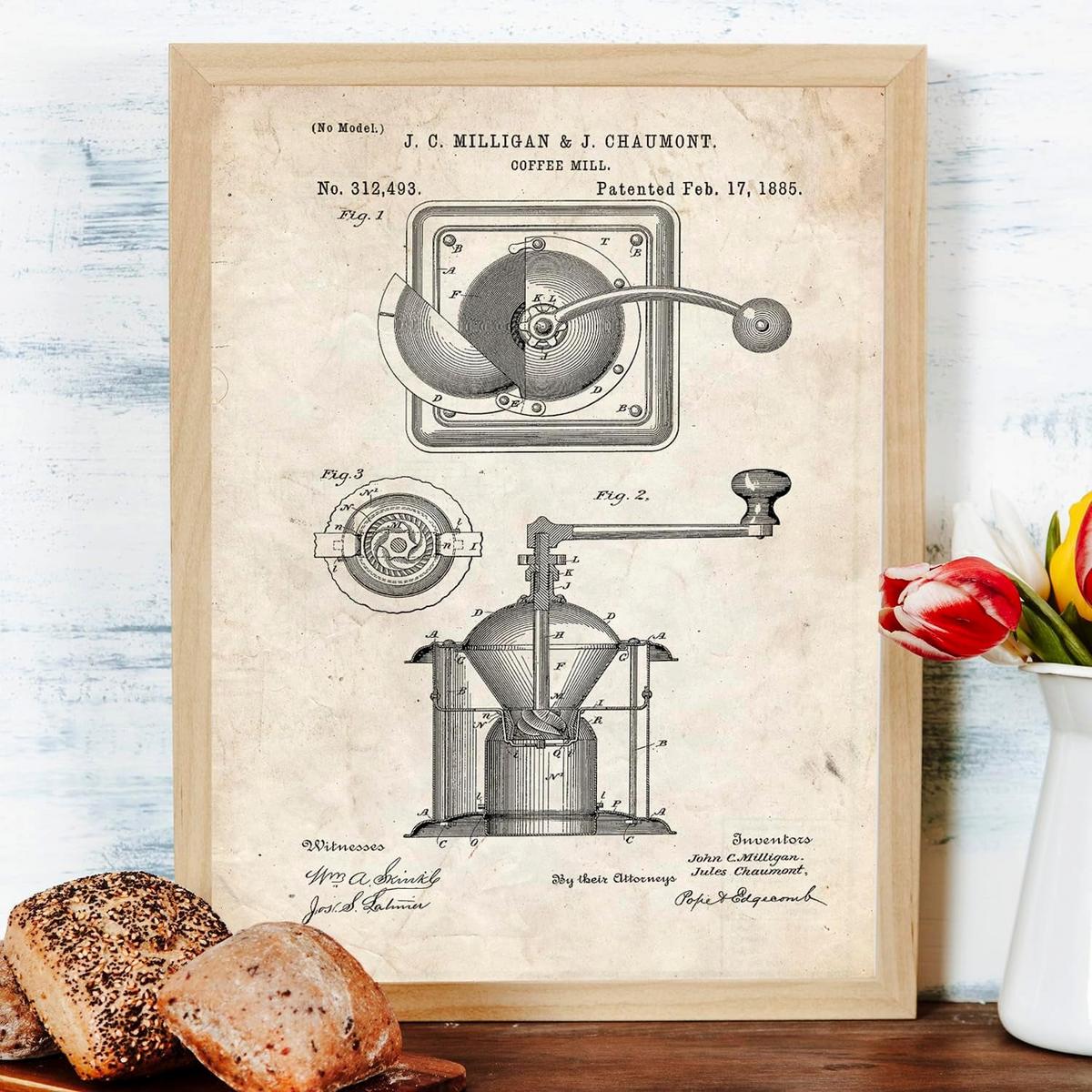 POSTER Set Mit 6 Plakaten Mit Kaffeemaschine Patenten Plakate Mit Retro Patentabbildungen Inneneinrichtung Im Vintage Stil A3 & A4 Rahmenlos - Klar, Papier (29/3cm) - Nacnic