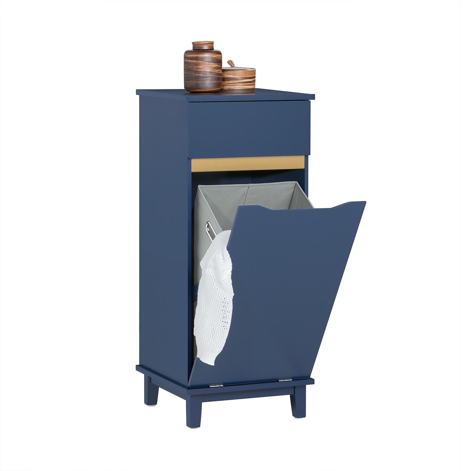 WÄSCHESCHRANK mit Wäschesack Blau - Blau, Holz/Holzwerkstoff (40/96/40cm) - SoBuy