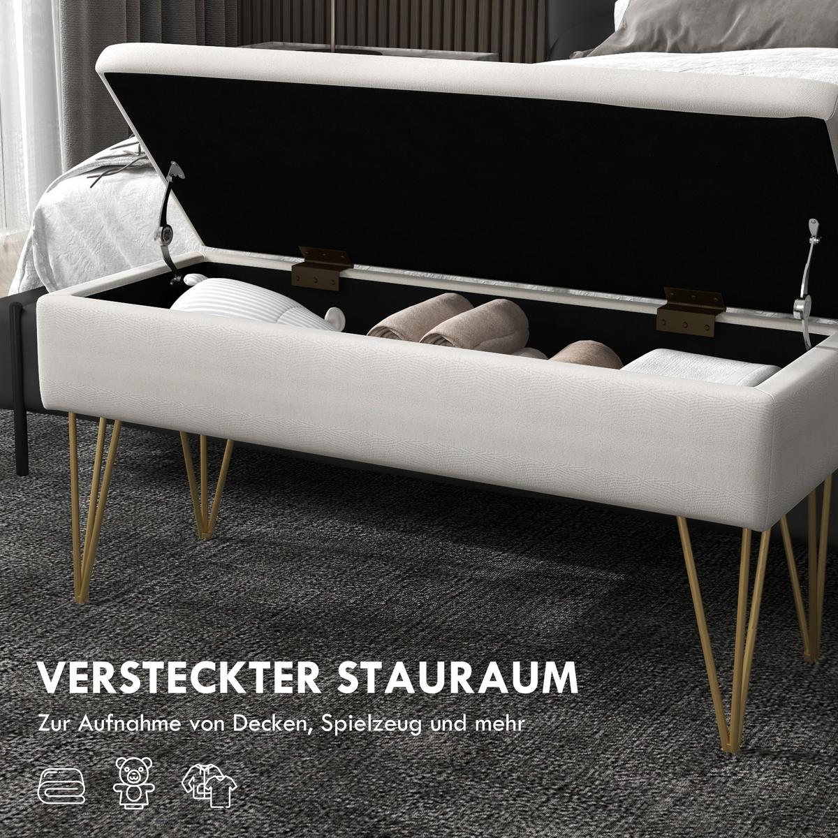 TRUHENBANK - Creme, Holzwerkstoff (40/49/100cm) - HOMCOM