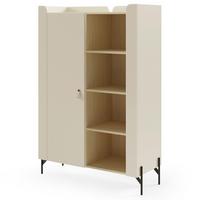 BÜCHERREGAL Sorella mit 1-türig, 3 offenen Regalböden, 100 cm, Macadamia + Eiche Mavelie - Eichefarben/Beige, Leder/Holzwerkstoff (100/151/51cm) - Beautysofa