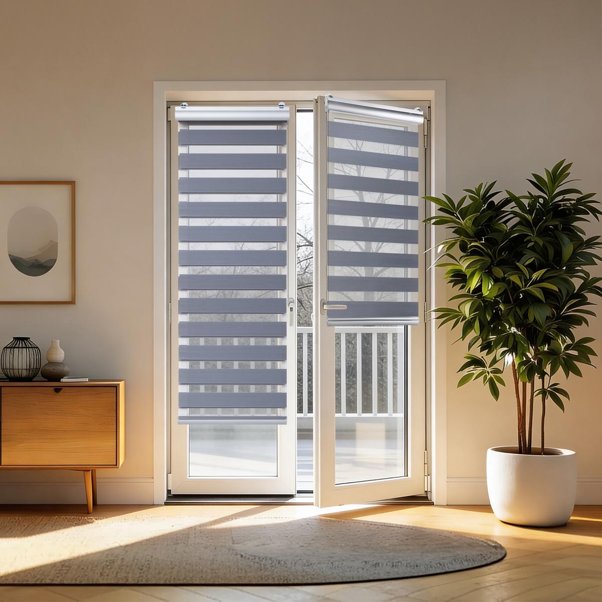 TAG-UND-NACHT-ROLLO Plus Easyfix Silber 100x250 - Hellgrau, Kunststoff (100/250/1cm) - STORESDECO