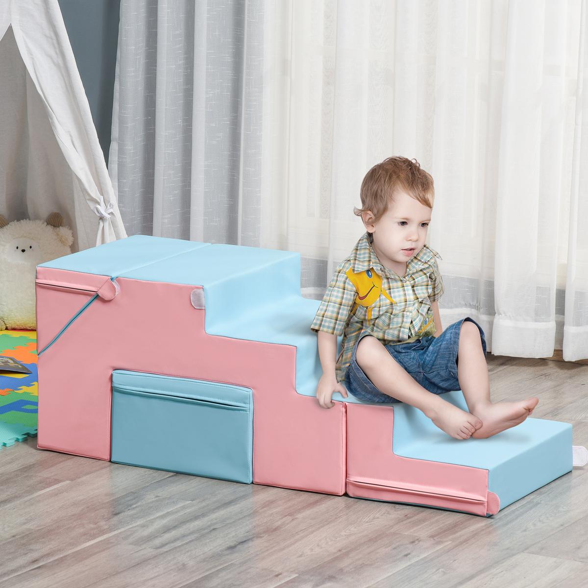 BAUSTEINSET 2er-Set Bauspielzeug für 12-36 Monate Kinder EPE Rosa+Blau - Multicolor, Kunststoff (49/47/147cm) - HOMCOM
