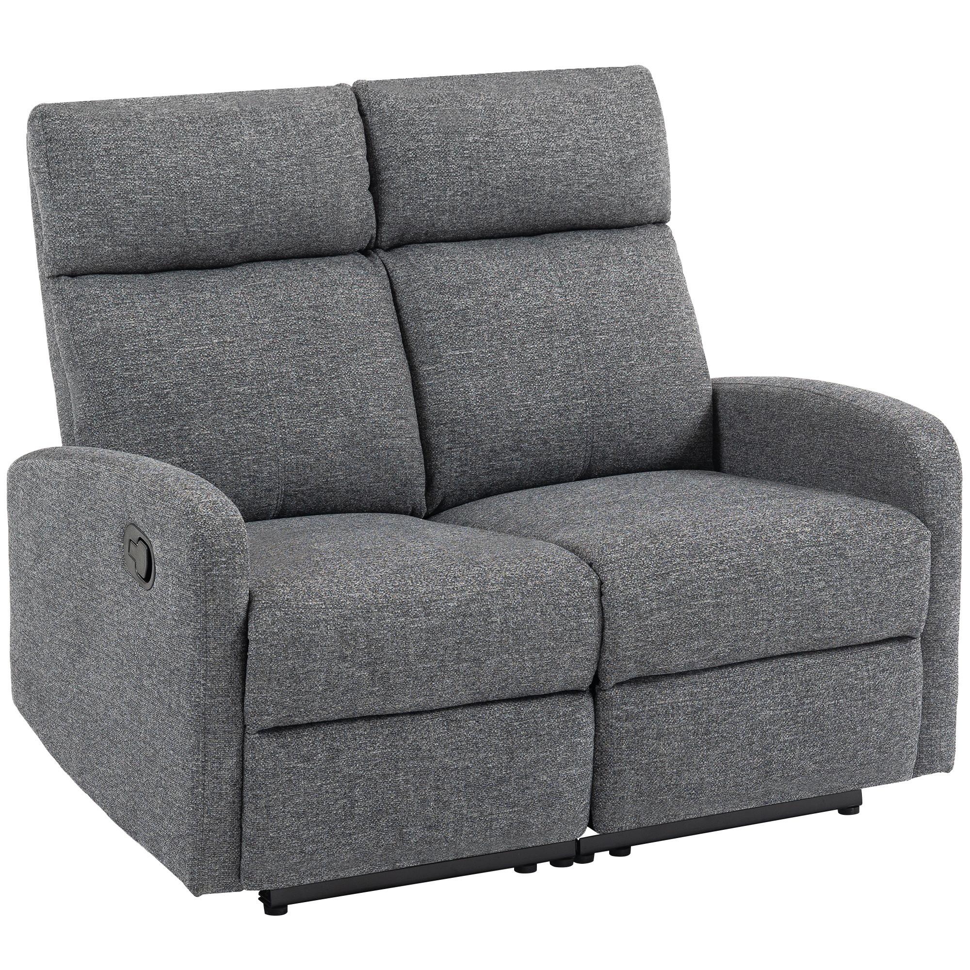 2-SITZER Relaxsessel Fernsehsessel Liegesessel mit Liegefunktion Chenille-Optik - Schwarz/Grau, Textil/Metall (91/98/114cm) - HOMCOM