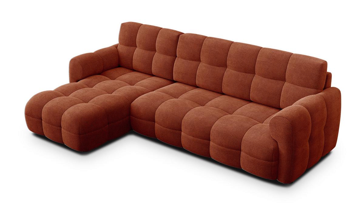 ECKSOFA MELLOW 4-Sitzer, dunkelorange - Dunkelorange/Schwarz, Holz/Textil (262/156cm) - Wozimo