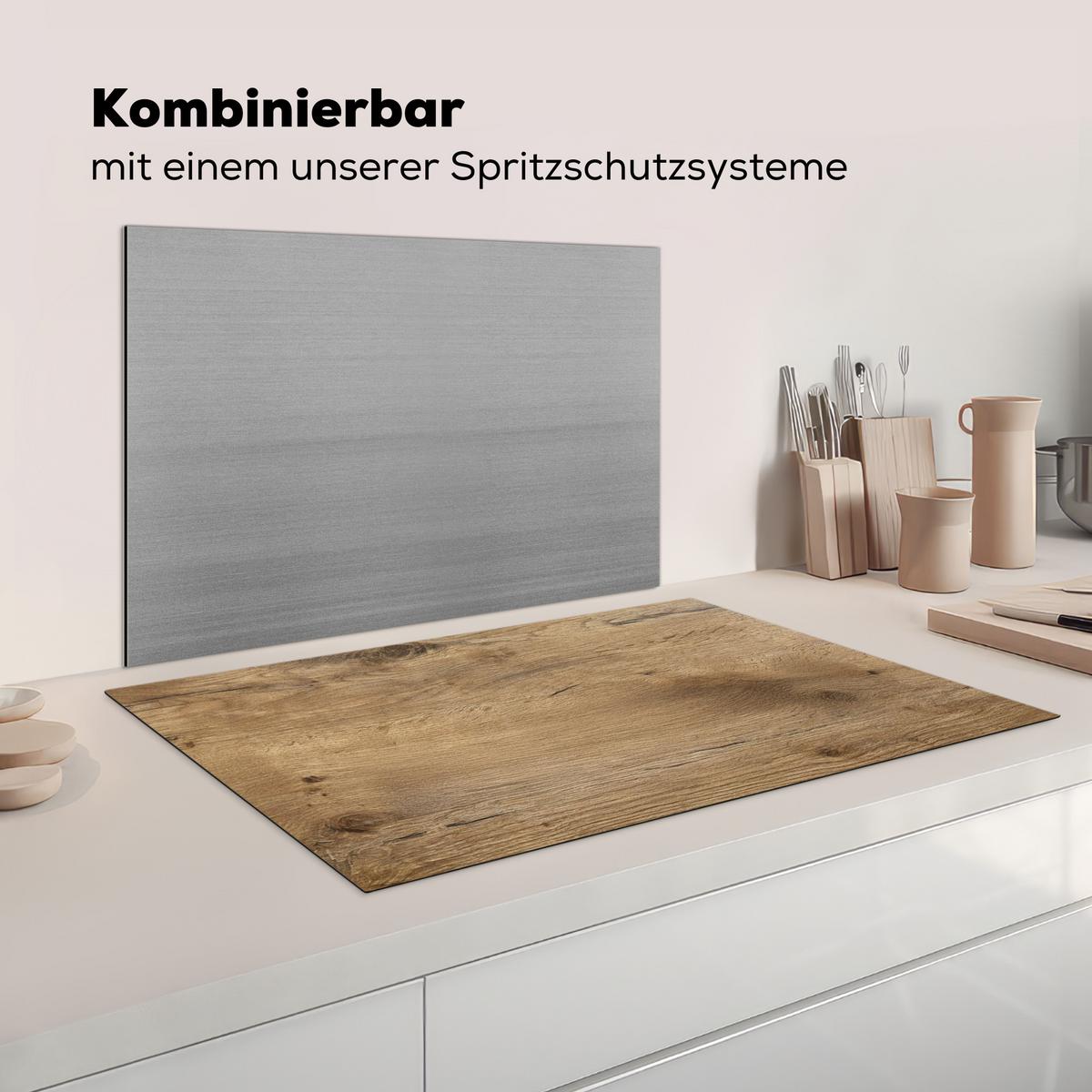 HERDABDECKPLATTE Holz - Braun - Holzoptik Induktionsmatte 83x51 cm - Eichefarben, Kunststoff (83/51.5/0.2cm) - MuchoWow