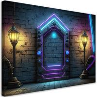 WANDBILD portal neon abstraktion - Lila, Textil (60/40cm) - Feeby