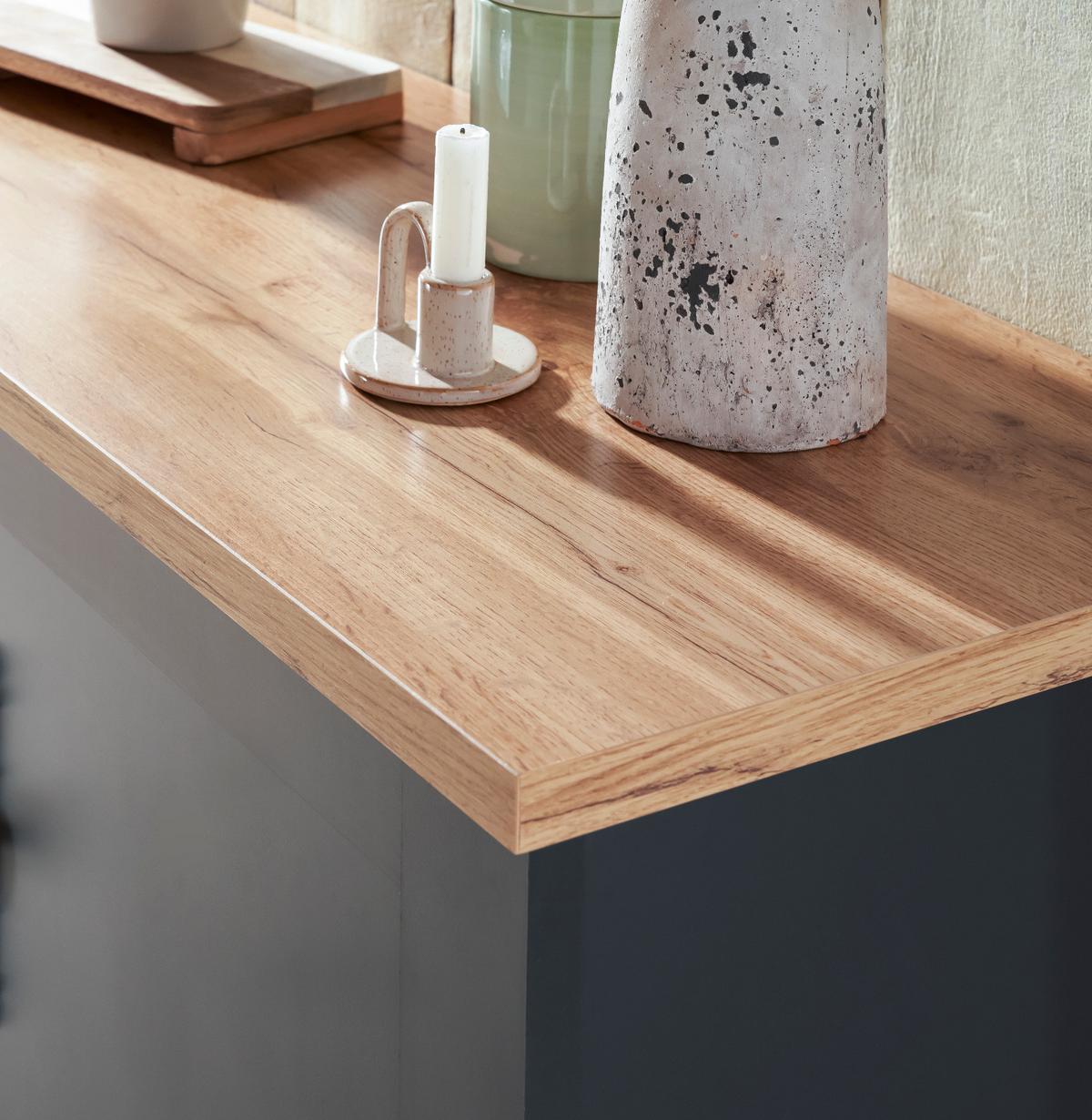 TV-LOWBOARD grau, Eiche Wotan, Landhaus 135 cm, TV Unterteil mit Soft-Close - Silberfarben/Eiche Wotan, Holzwerkstoff/Kunststoff (135/51/45cm) - Furn.Design