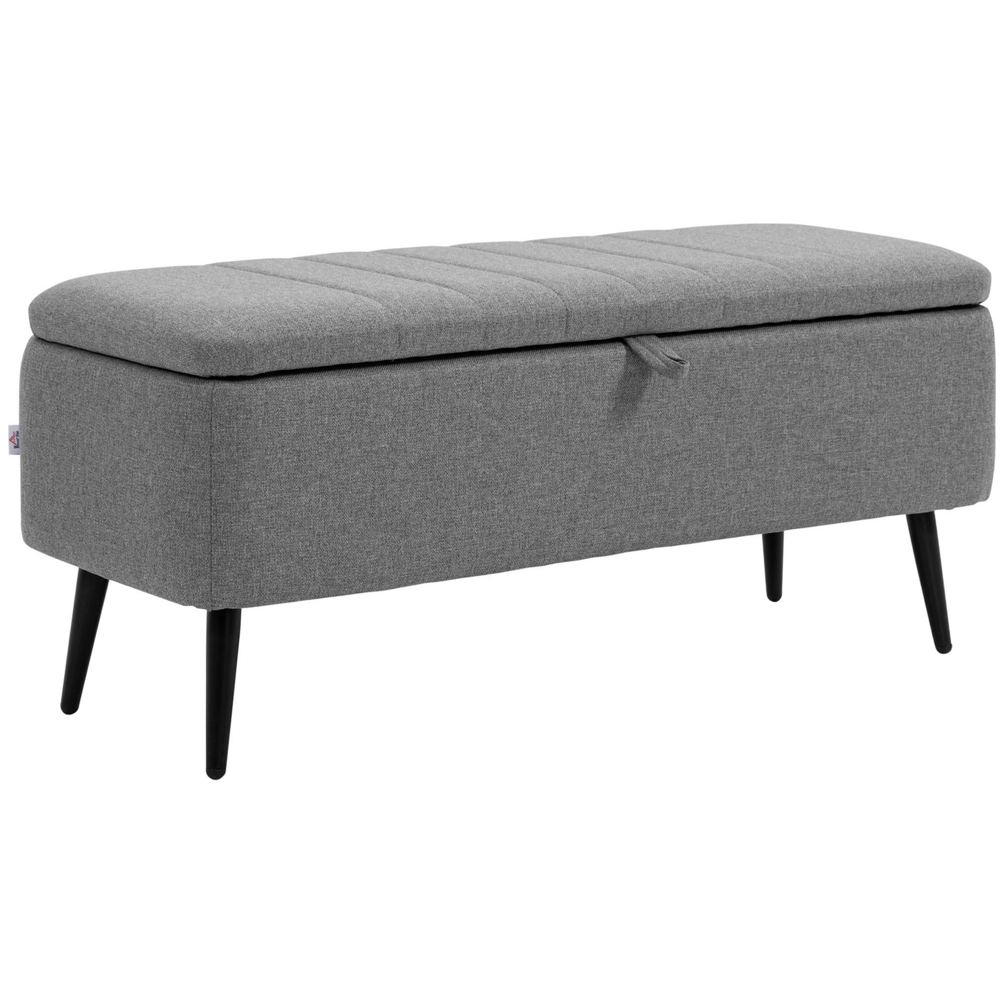 TRUHENBANK mit Stauraum, leinenoptik mit Stahlbeine - Grau, Kunststoff (40/44/102cm) - HOMCOM