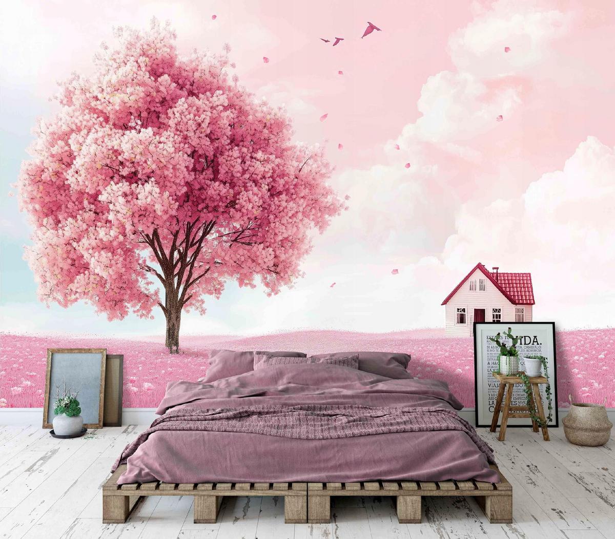 FOTOTAPETE Kinderzimmer Mädchen Baum 200x140 - Multicolor, Papier (200/140cm) - Wallarena