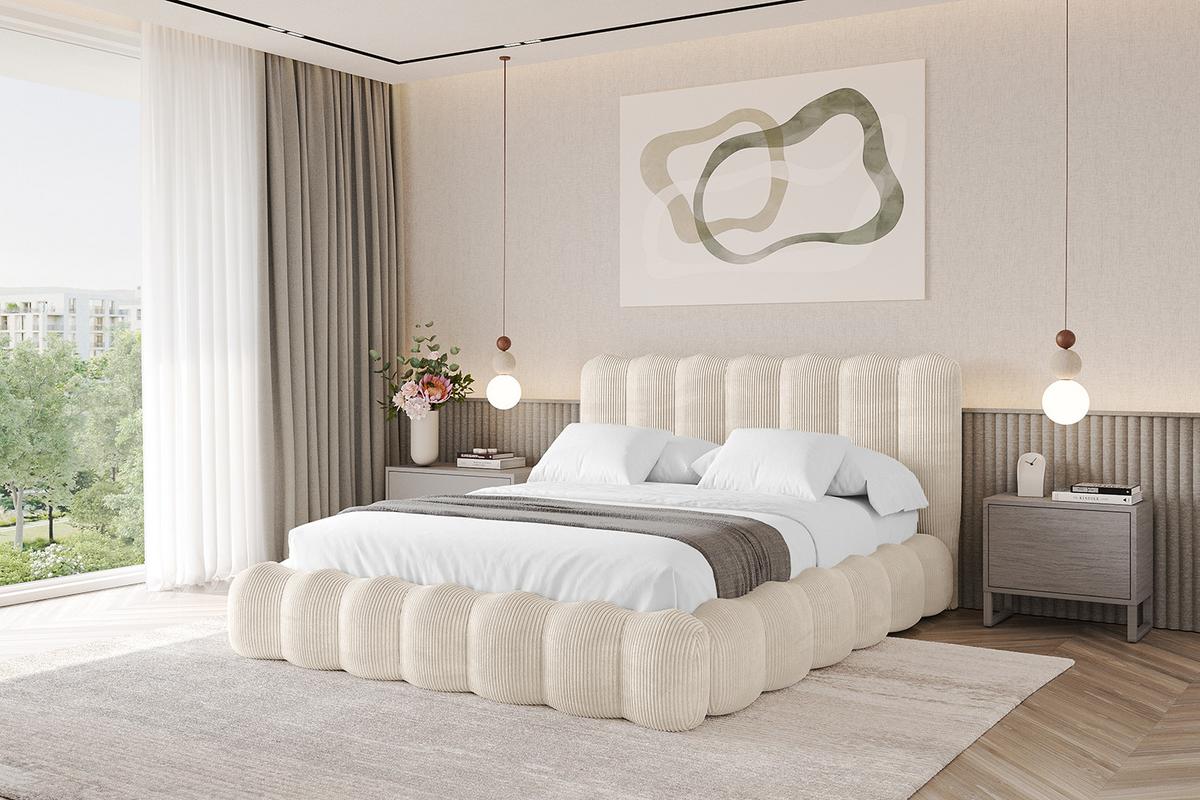 POLSTERBETT mit Bettkasten und Lattenrost, Boxbett ohne Matratze - SORA 180x200 Beige - Creme, Holzwerkstoff/Textil (180/200cm) - ALTDECOR