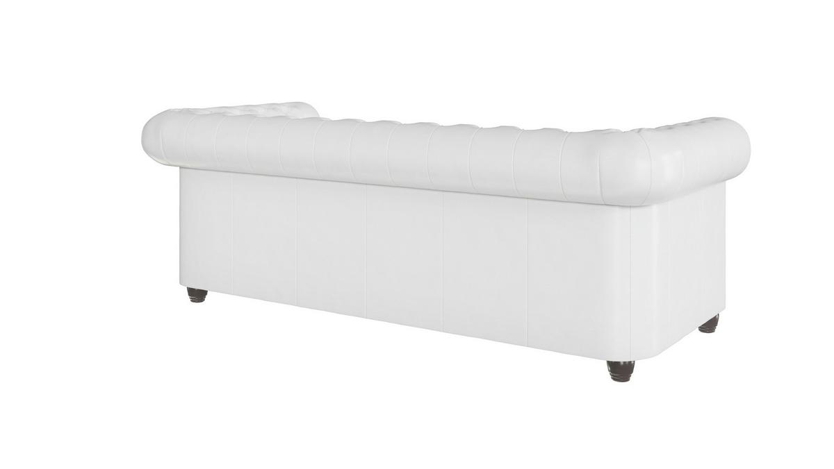 CHESTERFIELD-SOFA 3-sitzer Morin Weiß vegan Leder - Weiß/Braun, Holz/Textil (203/72/86cm) - S-Style Möbel