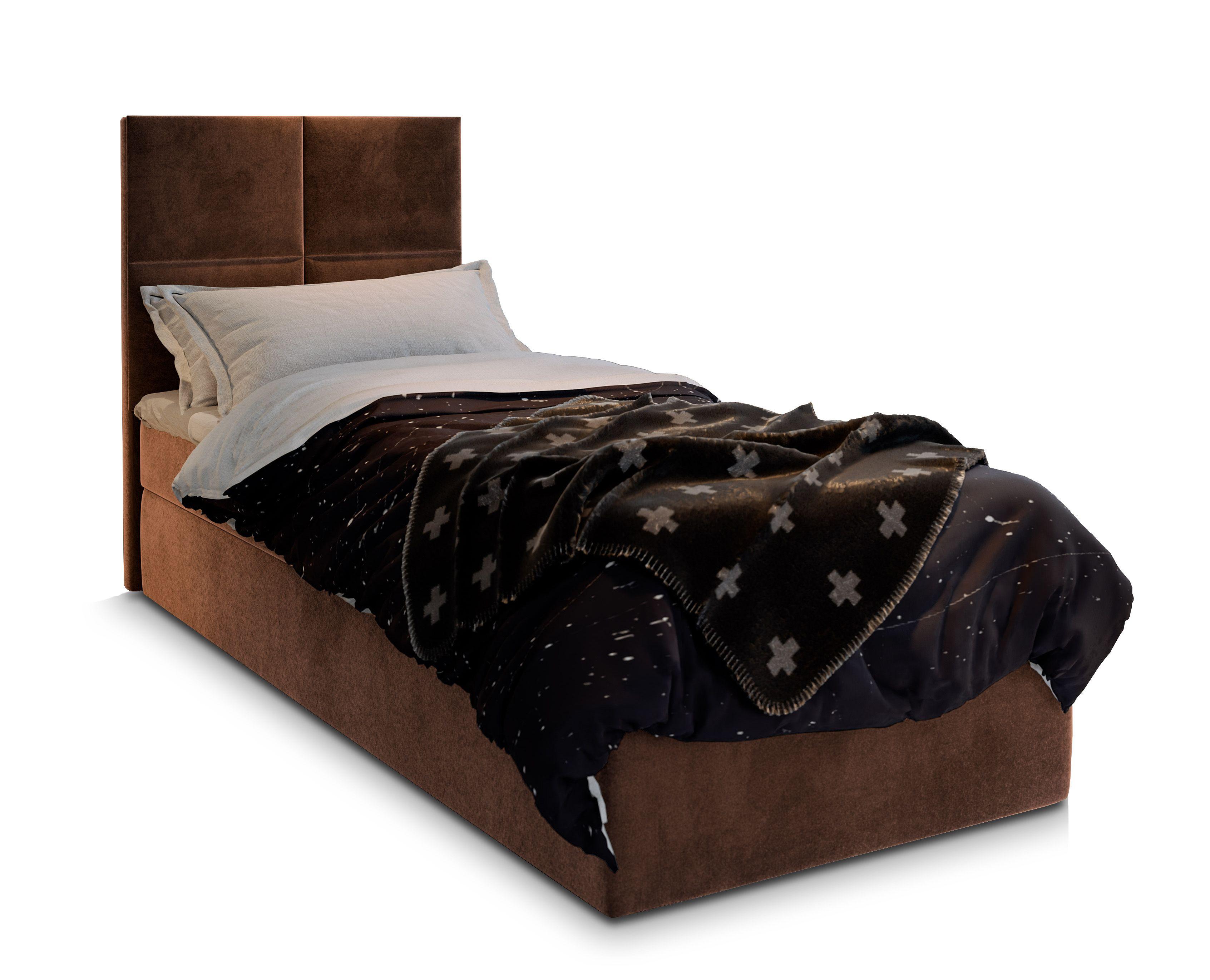 BOXBETT LENA 80 80x200 cm mit Matratze und Topper - Braun - Braun, Holz (80/200cm) - MASSENO