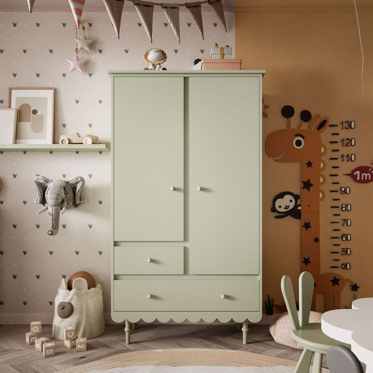 KLEIDERSCHRANK Zweitüriger BABUSHKA, Olivgrün - Olivgrün, Holzwerkstoff (104/183/50cm)