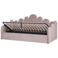 BETT mit Stauraum 90/200 cm Samtstoff Pastellrosa Polignac - Pink, Textil (90/200cm) - Beliani