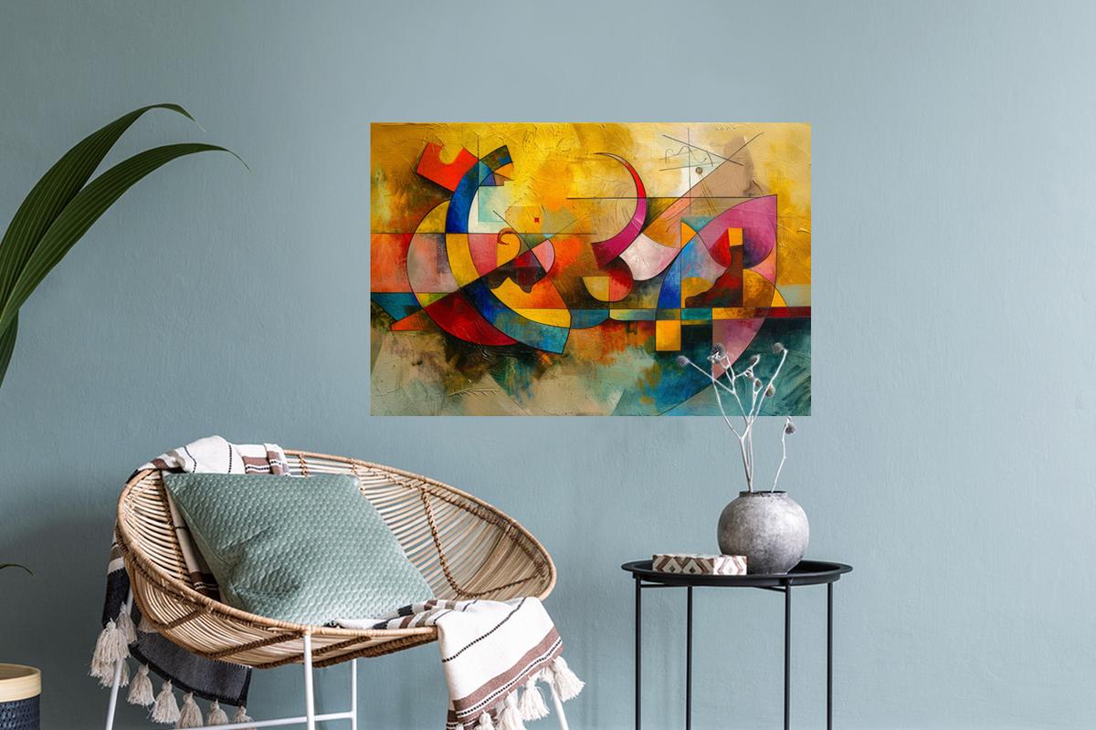 WANDTATTOO Kunst - Abstrakt - Modern Deko Wohnzimmer 60x40 cm - Gelb, Kunststoff (60/40/0.1cm) - MuchoWow