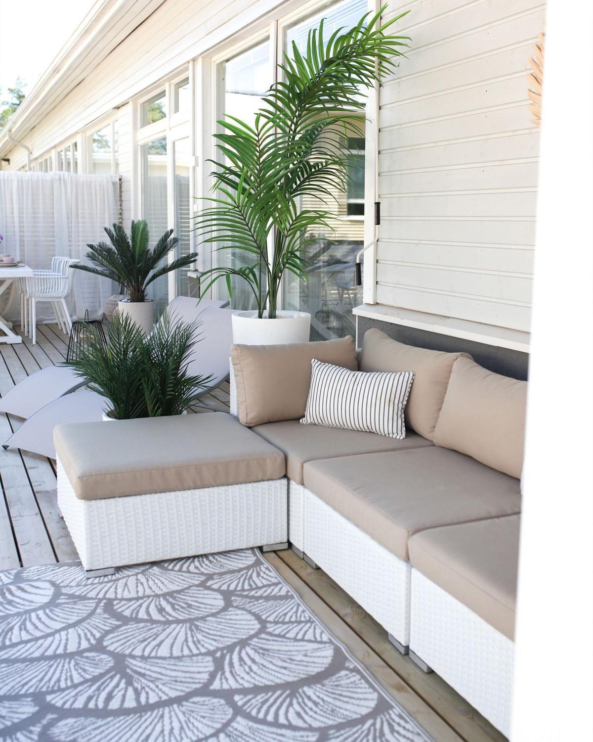 LOUNGE-SET 4-Sitzer Weiß Sano - Beige/Weiß, Kunststoff - Beliani