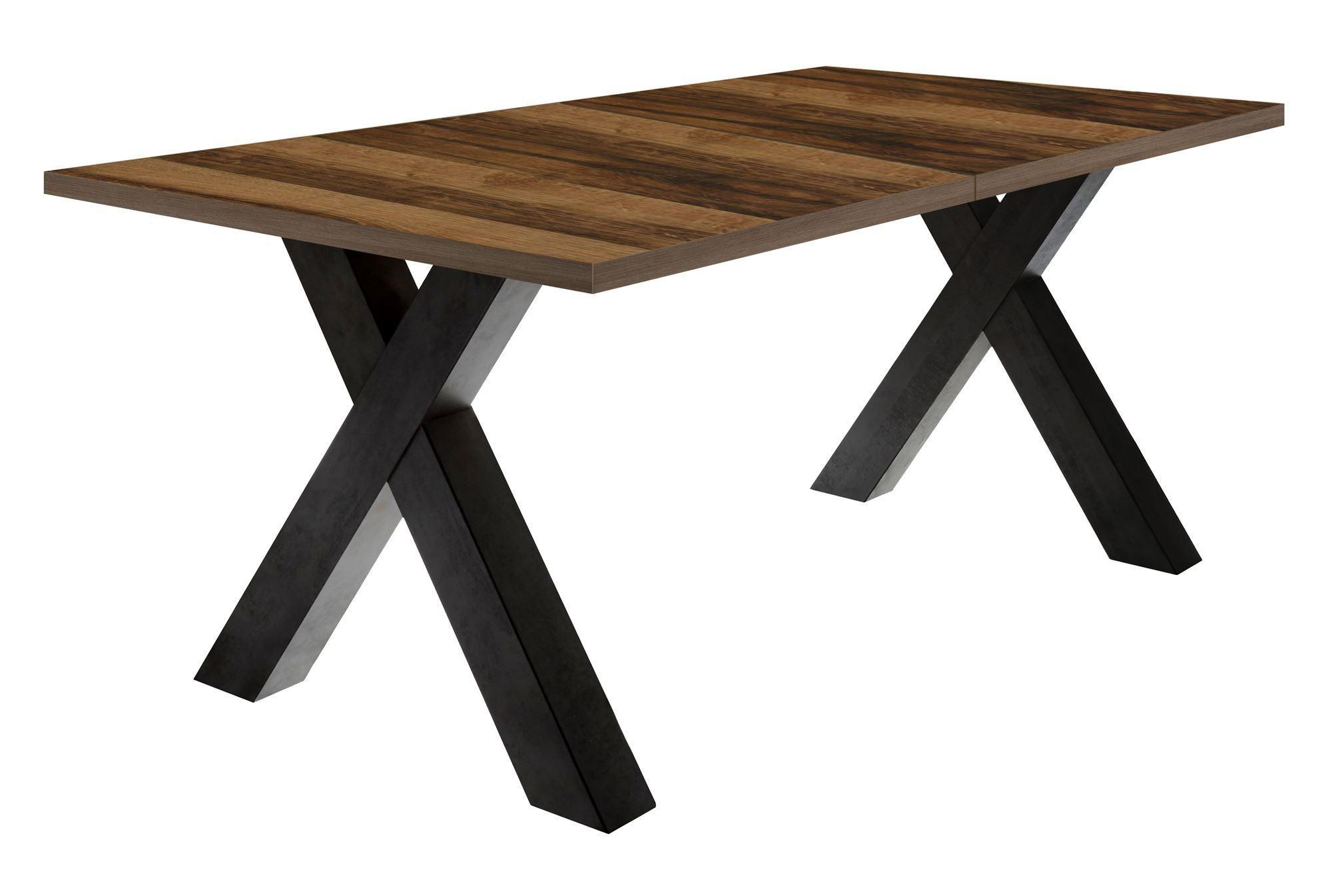 ESSTISCH ausziehbar Eike 7 140 x 90 x 75 Esszimmertisch Schwarzstahl/Plankeneiche - Alteiche, Holz (140/90/75cm) - 58aufmkessel