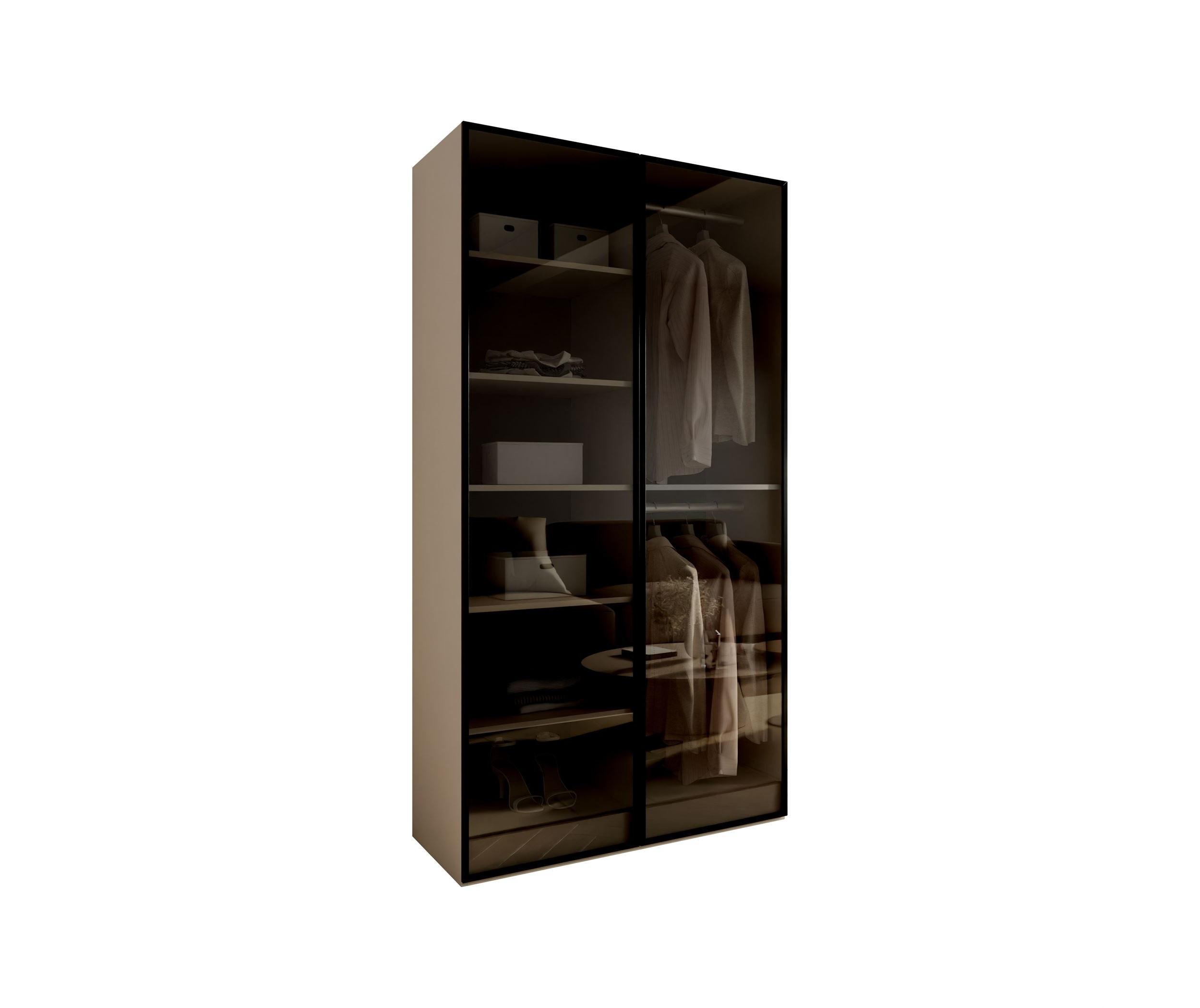 KLEIDERSCHRANK SANDBOX KASHMIR 100 101/49/200 cm Kaschmir / schwarzes Glas ohne LED ohne Zusatzböden - Kaschmir/Schwarz, Holzwerkstoff/Kunststoff (101/200/49cm) - Lookway