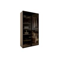 KLEIDERSCHRANK SANDBOX KASHMIR 100 101/49/200 cm Kaschmir / schwarzes Glas mit LED 4 Zusatzböden - Kaschmir/Schwarz, Holzwerkstoff/Kunststoff (101/200/49cm) - Lookway