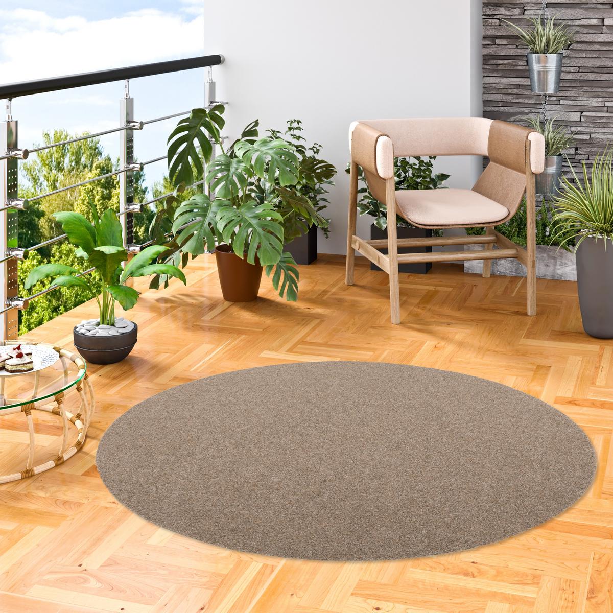 KUNSTRASEN RASENTEPPICH MIT NOPPEN KINGSTON RUND - Beige, Textil (200/200cm) - Snapstyle