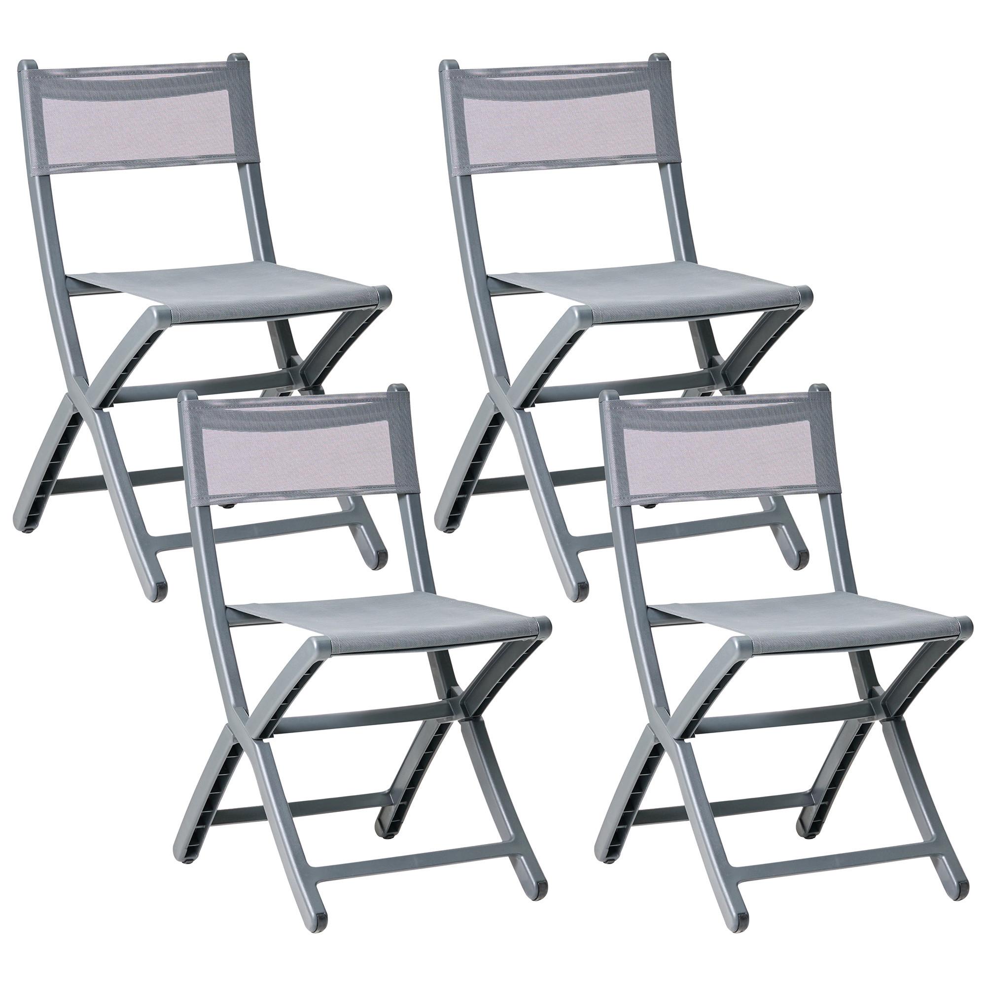 GARTENSTUHL 4er-Set Dunkelgrau Talca - Dunkelgrau, Kunststoff (45/83/53cm) - Beliani
