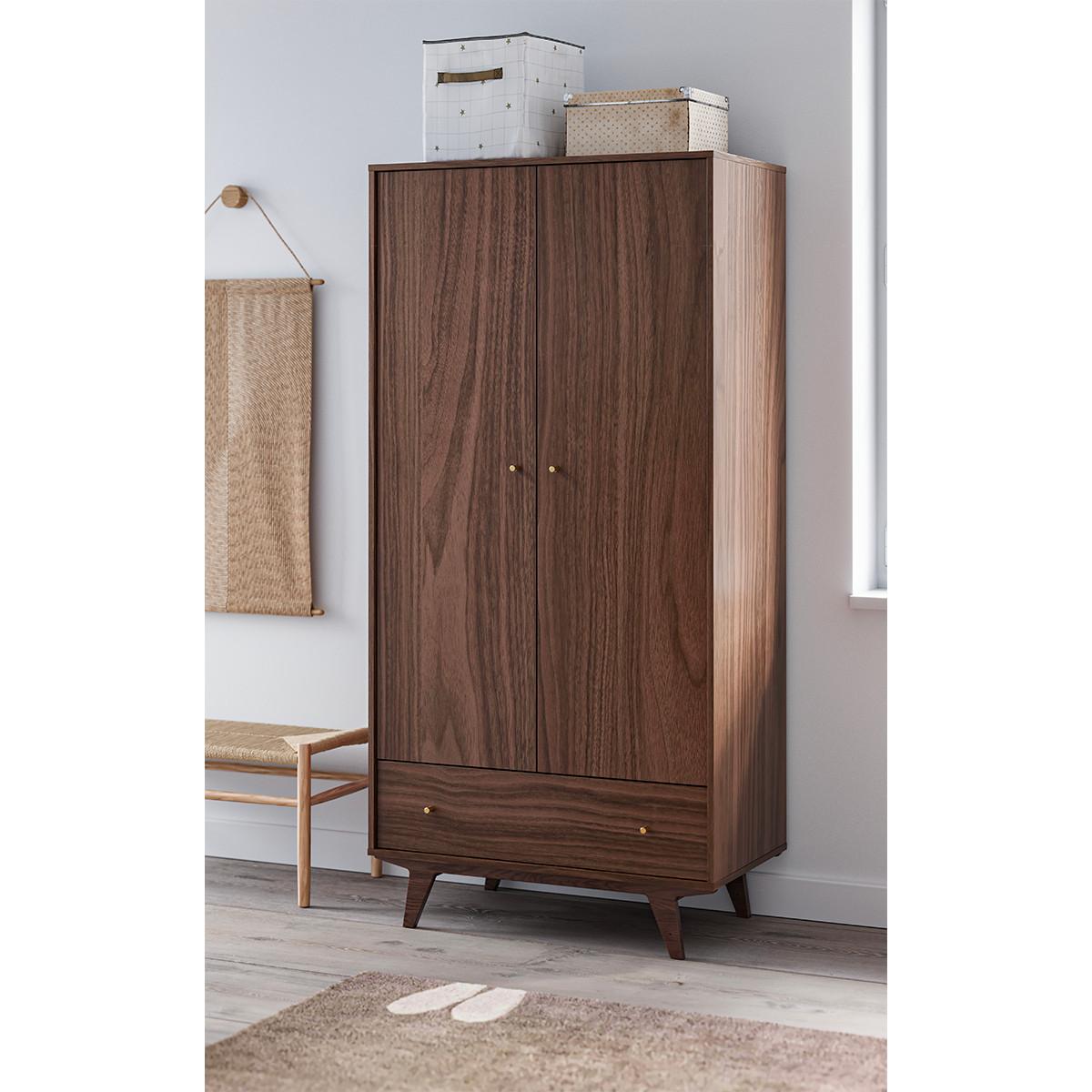 SCHRANK 2 Türen Mid Holz - Braun, Holzwerkstoff (90/185/50cm) - Petits-meubles